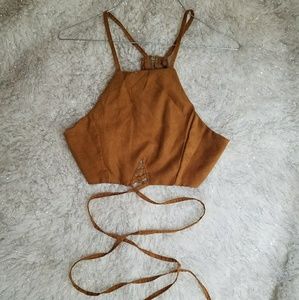 Rust suede crop top